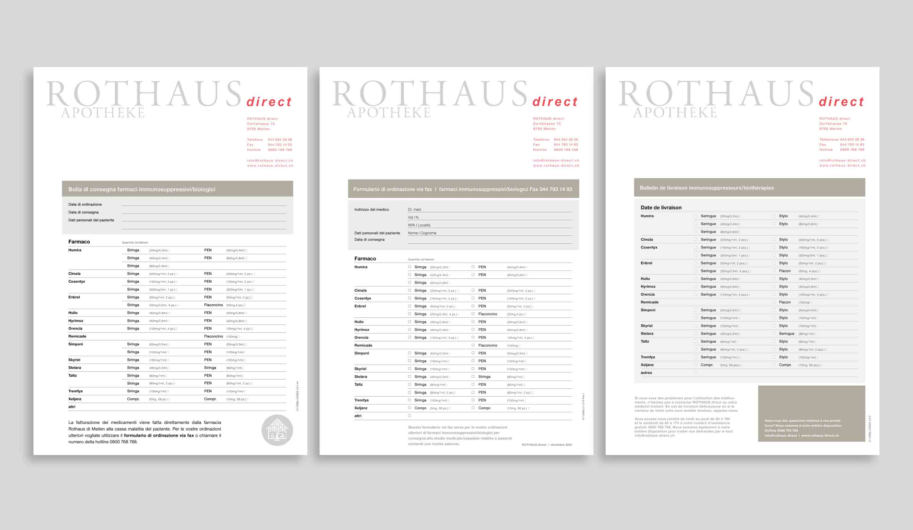 Grafikdesign, Printdesign für Rothaus Direct Versandapotheke Meilen