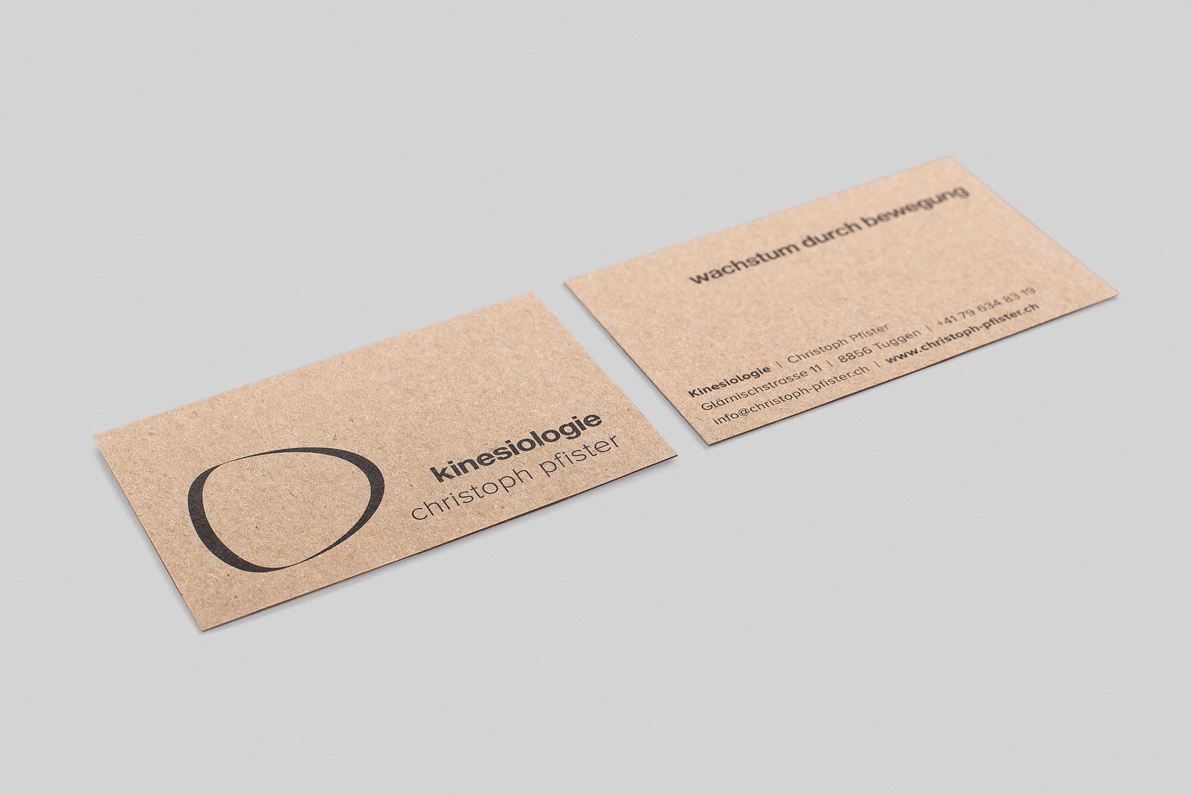 Branding, Logodesign, Visitenkarten für Christoph Pfister, Kinesiologe Ziegelbrücke
