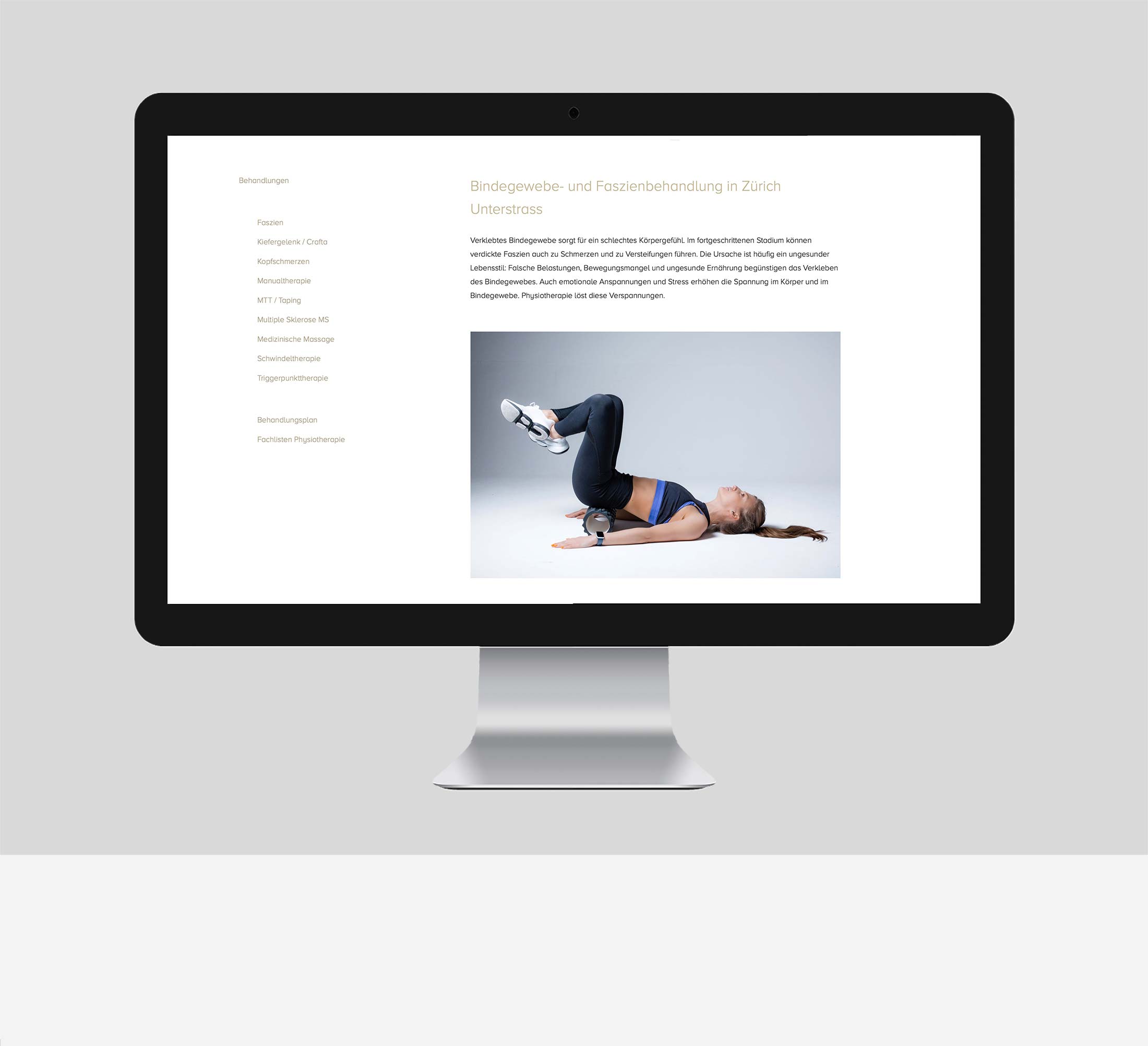 Angebote und Behandlungen - Webdesign für Physiotherapie Kornhaus, Corinne Ammann, Zürich