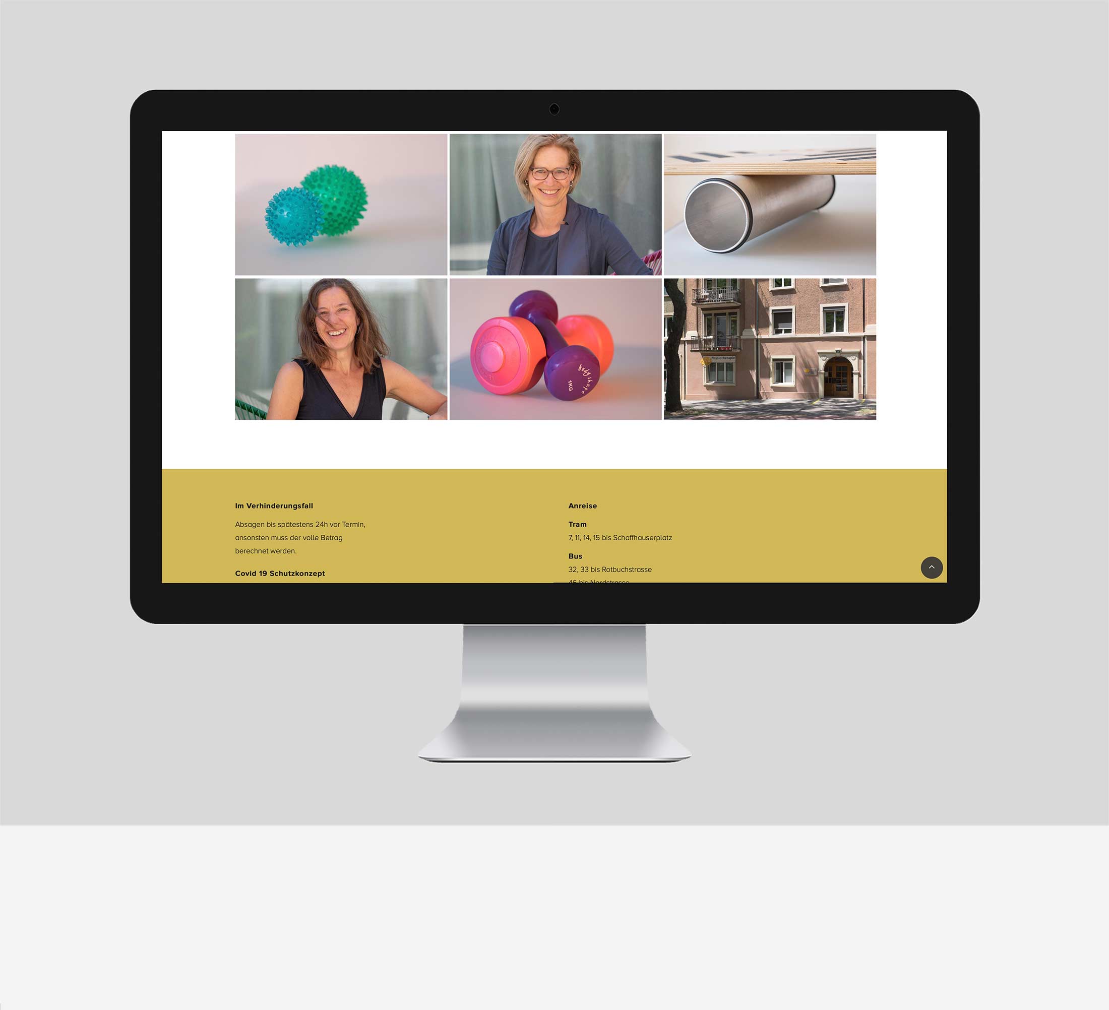 Webdesign für Physiotherapie Kornhaus, Corinne Ammann, Zürich